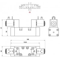 Пневморозподільник Aignep 5/3 моностабільний серії 10V, стандарт ISO 5599/1