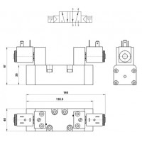 Пневморозподільник 5/2 бістабільний Aignep, стандарт ISO 5599, розмір 1 (10V S1)
