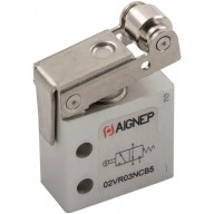 Пневморозподільник Aignep 02VR — 3/2, моностабільний з пружинним поверненням, короткий важіль з роликом